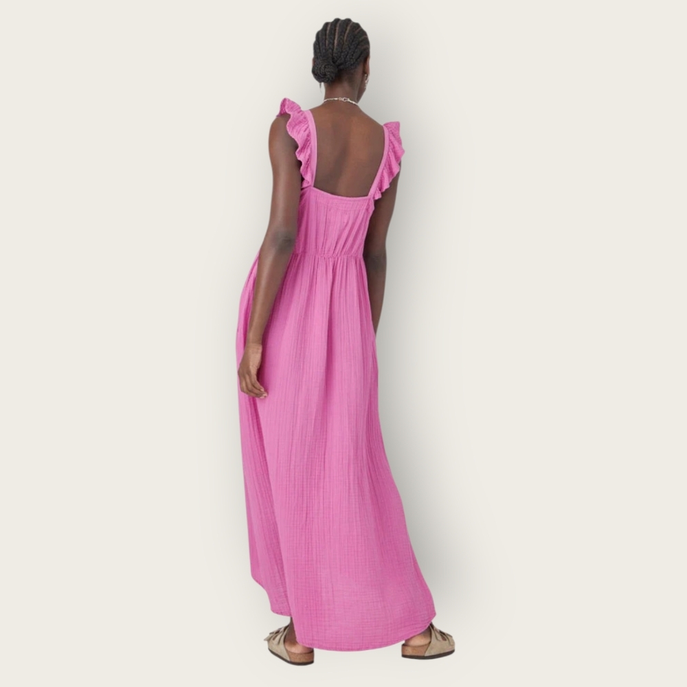 XiRENA Leyla Crinkle Gauze Midi Maxi Dress in Rosebud Size Medium - Picture 2 of 13